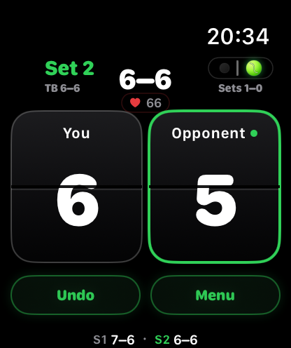 Tie-break scoring at 6–6