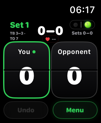 Live Short Set with No-Ad scoring on Apple Watch