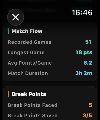 Match Flow statistics on Apple Watch