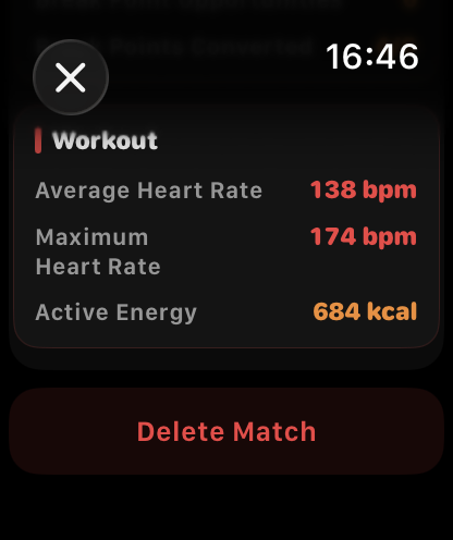 Workout statistics with heart rate and active energy